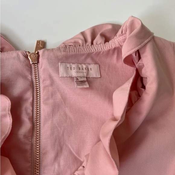 Ted Baker Dress Womens 3 Medium Pink Ruffled Prom Party Wedding Guest Occasion - Picture 7 of 11